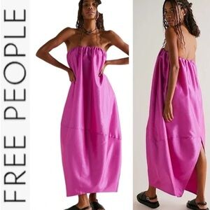 NWT FREE PEOPLE Taffeta Pink Strapless Maxi Dress